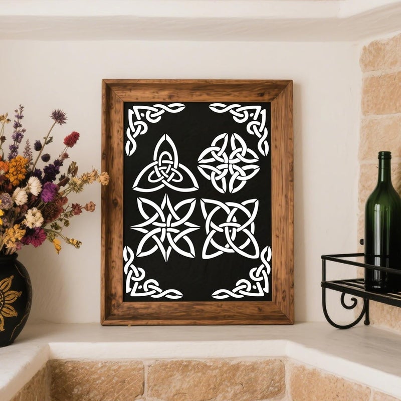 Keluna Viking Stencils for Painting - 8 Pcs Reusable Celtic Border Crafts Templates Tree of Life Stencils for Painting on Wood Wall Art Craft Canvas Fabric Rock - Image 4